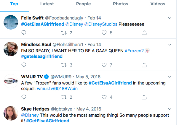 Tìm bạn gái cho Elsa đã từng là 1 hashtag gây xôn xao Twitter năm 2016