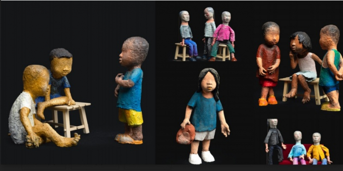 Những bức tượng trẻ con trong triển lãm của nghệ sĩ Đinh Công Đạt