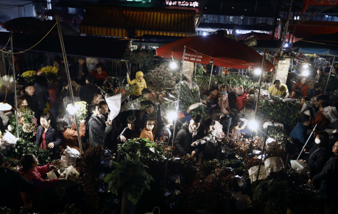 Những ngày sát Tết, chợ hoa Quảng An đông tấp nập sớm từ 9 giờ tối và họp thâu đêm đến gần sáng.
