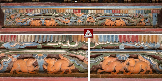 Chạm khắc phong cách nghệ thuật thế kỷ 17 ở đền vua Đinh (Ninh Bình)/ Ảnh: Hiếu Trần