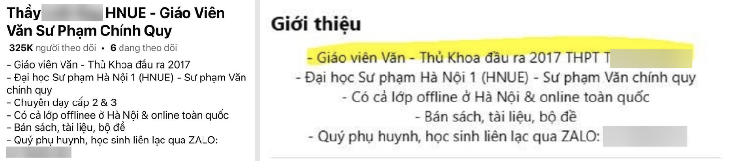 Theo netizen, thầy giáo này nhiều lần update lại phần giới thiệu trên fanpage (Ảnh chụp màn hình)