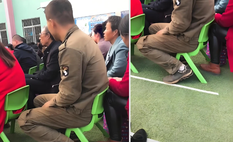 Hình ảnh giản dị của ông bố gây ra nhiều tranh luận (Ảnh: Baijiahao)