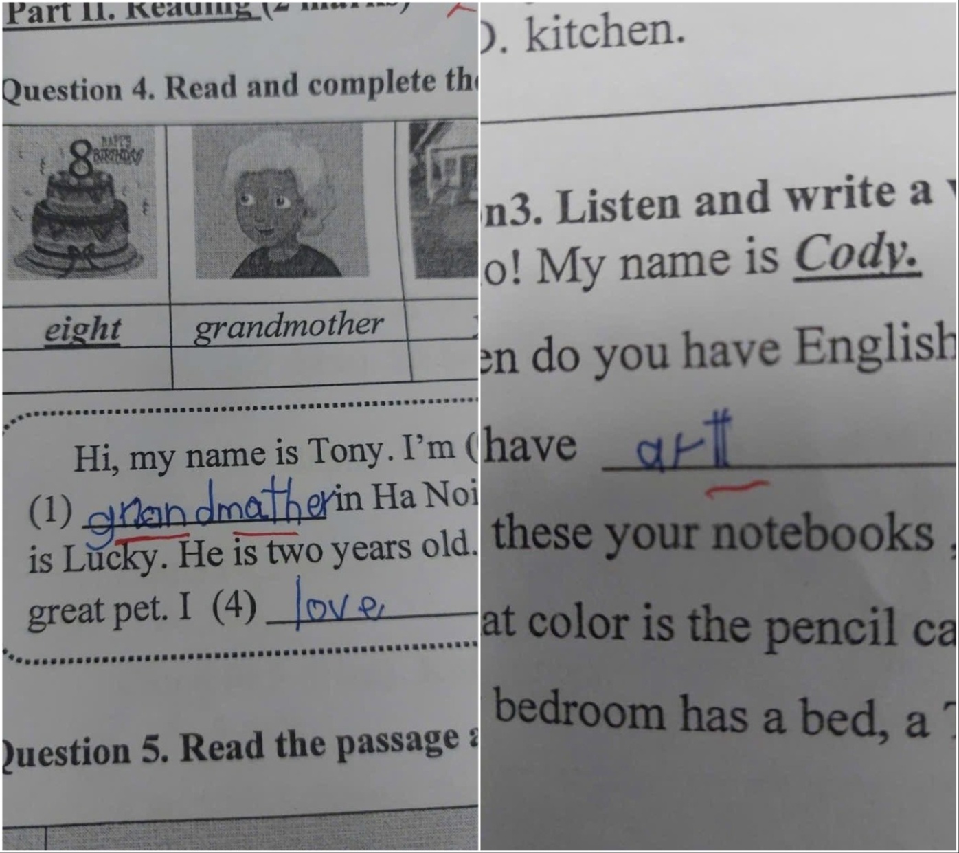 Một số bài kiểm tra bị chỉnh sửa bất thường (Ảnh: Người Lao Động)