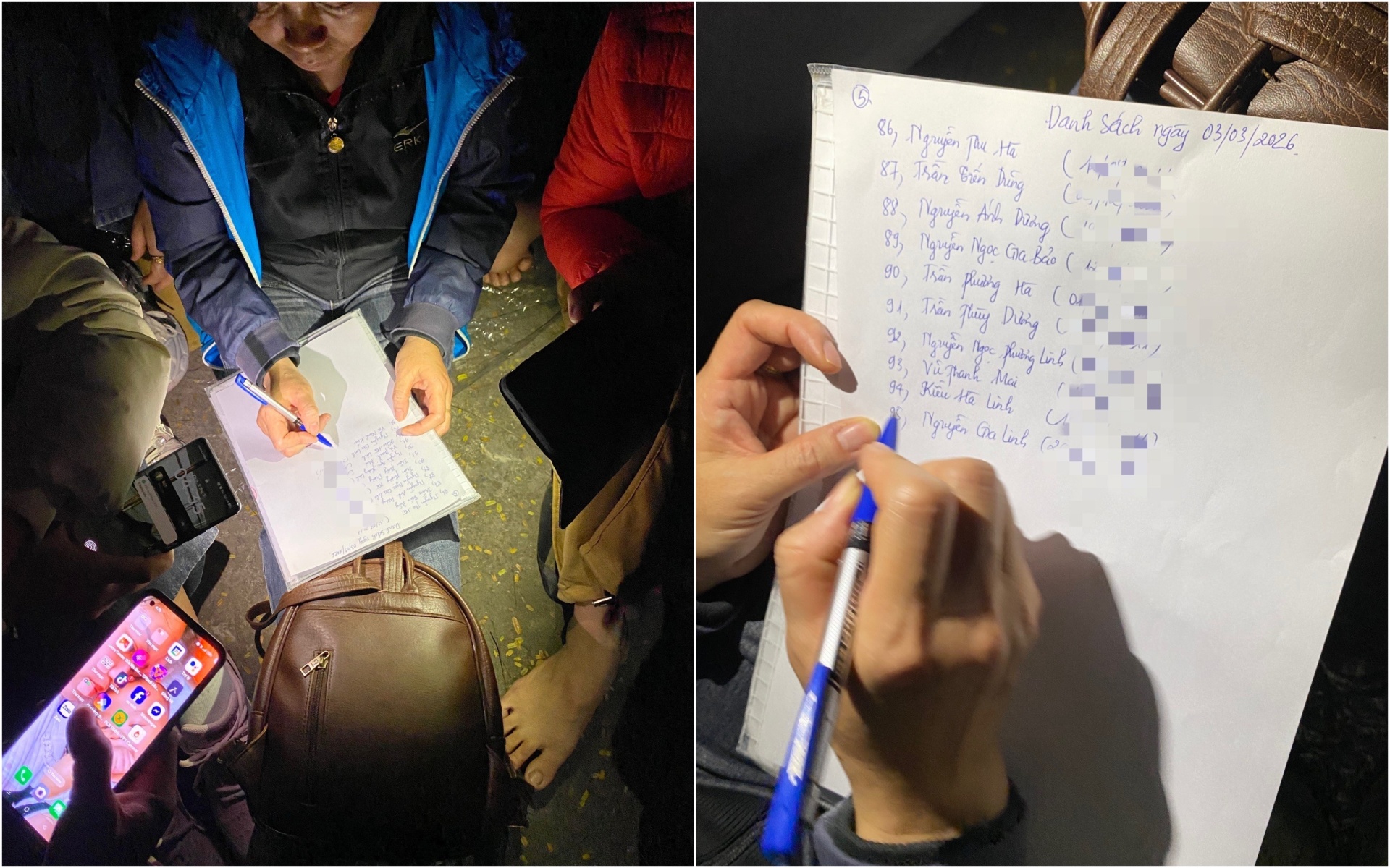 Phụ huynh thống nhất ghi danh sách thứ tự. Ảnh: Ngọc Bích/Trí Thức - Znews