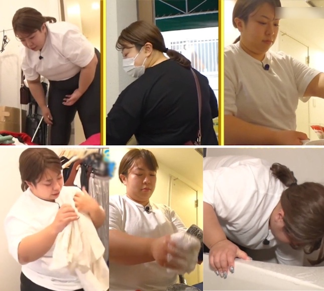 Mokada Kona đang làm việc nhà để 