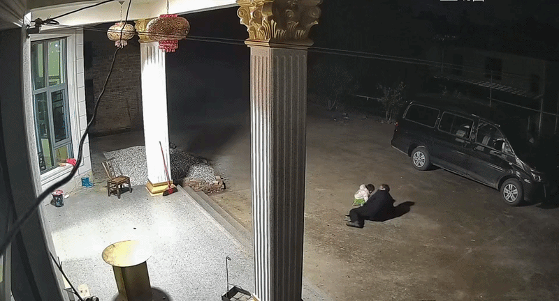 Bóng dáng nhỏ bé cố gắng kéo ông dậy (Ảnh cắt từ video)