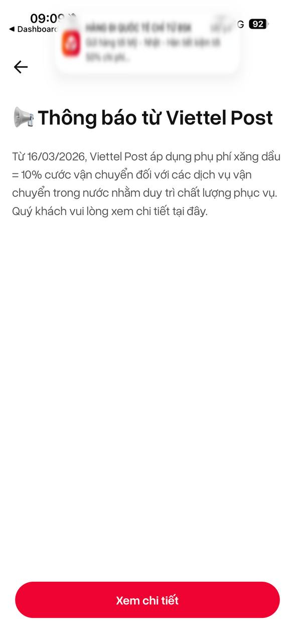 Giao Hàng Tiết Kiệm, Viettel Post cùng thông báo tăng phụ phí xăng dầu, mức cao nhất 17,15%