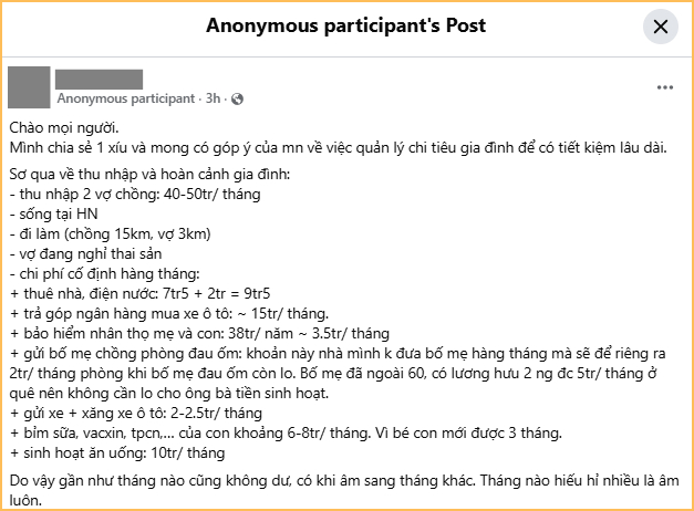   Nguyên văn bài đăng của cô (Ảnh chụp màn hình)  