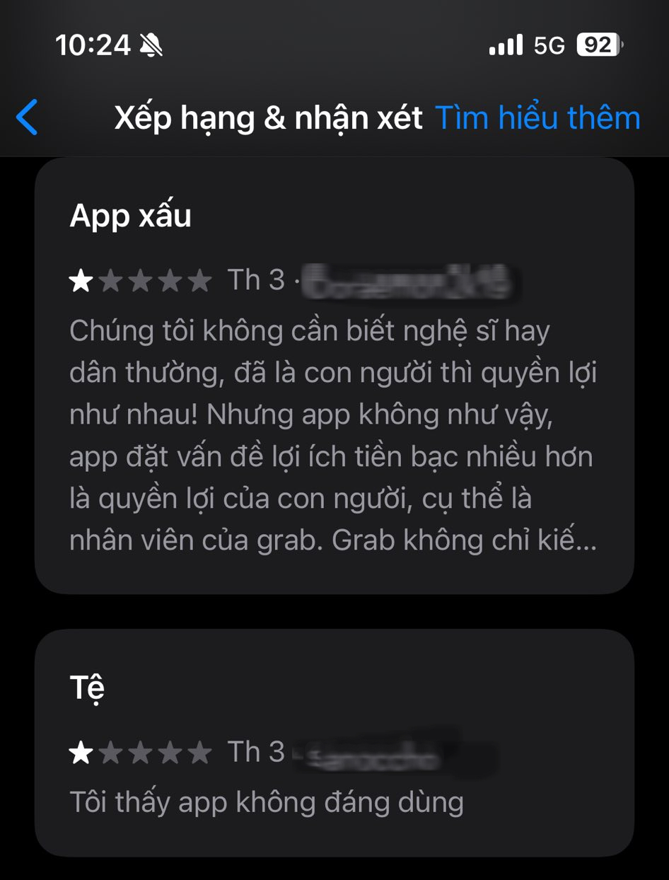 Grab nhận “bão 1 sao”
