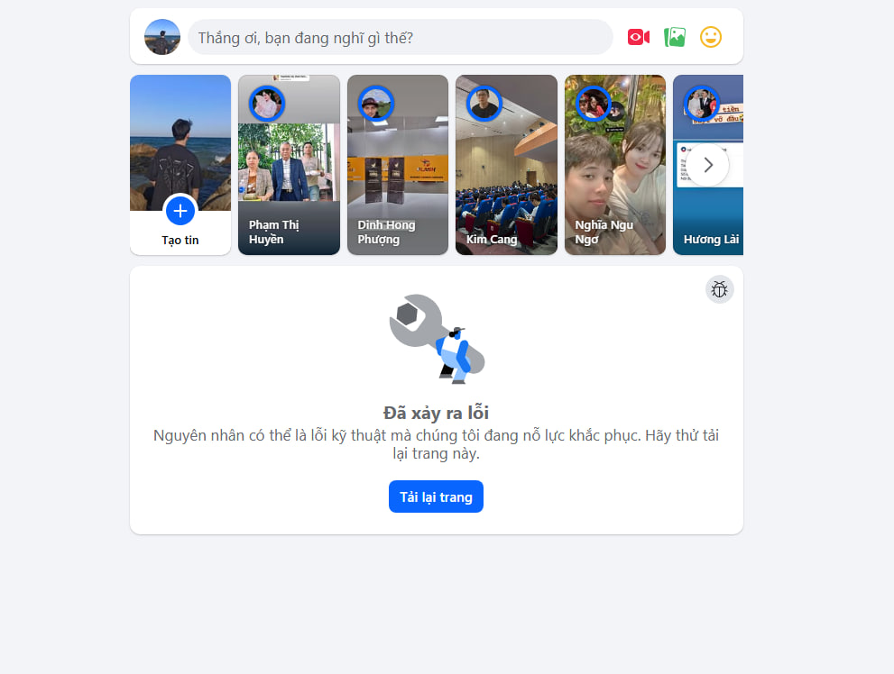 Bảng Feed của nhiều người dùng Facebook gặp lỗi không hiển thị, dù tải lại nhiều lần