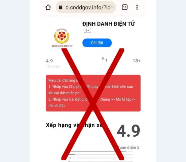 Ứng dụng giả mạo VNeID 