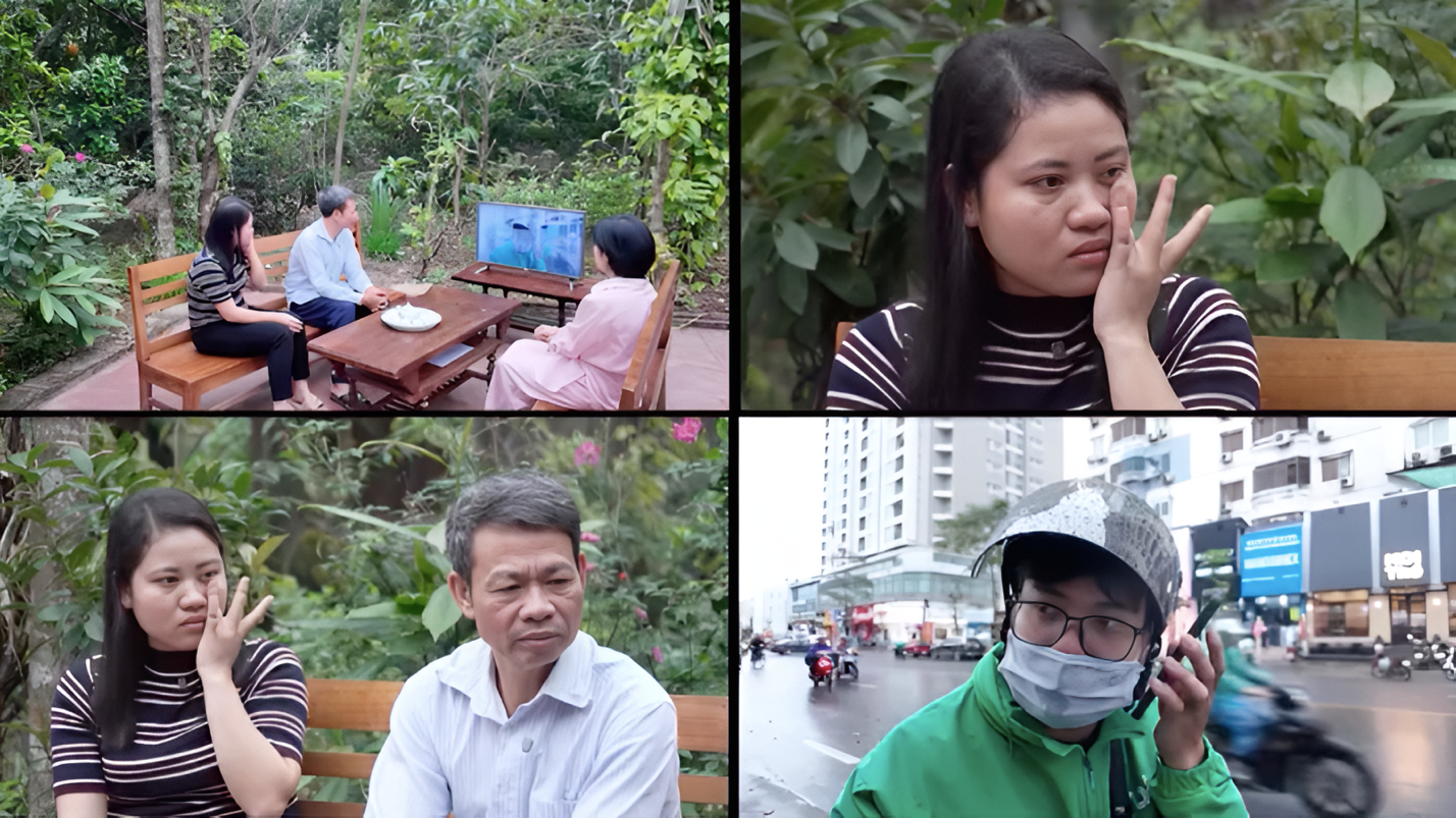 Gia đình anh Trọng đã rất xúc động khi xem lại phóng sự trên màn hình