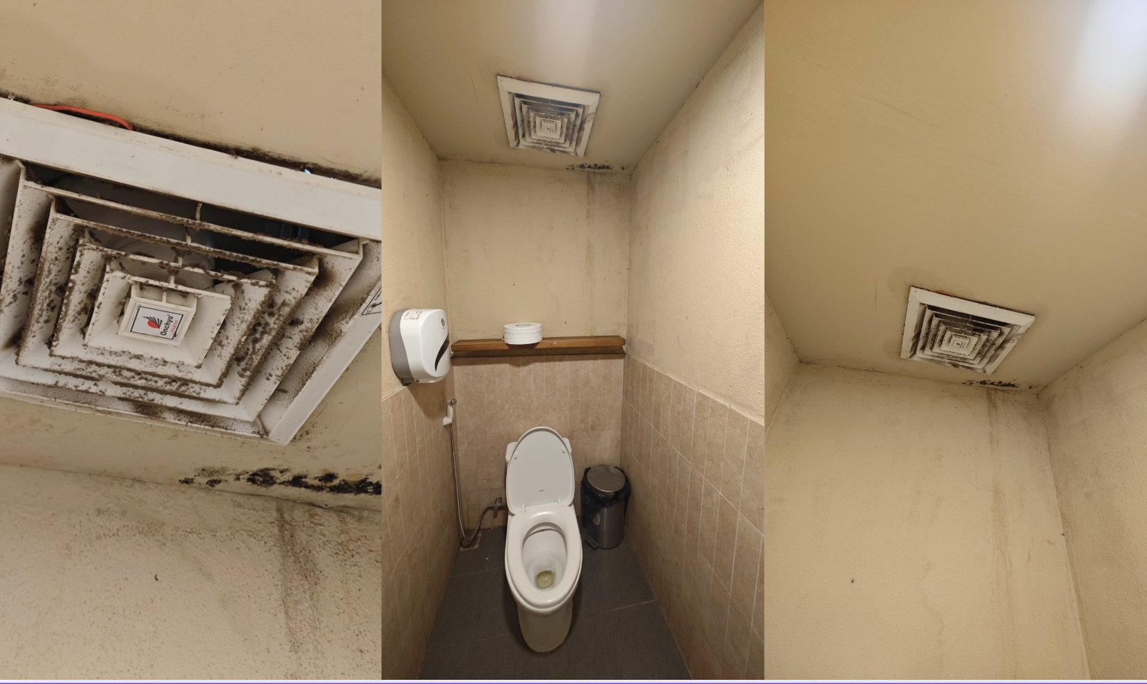 Chiếc quạt hút mùi bám bụi tại chi nhánh Ngọc Hà.