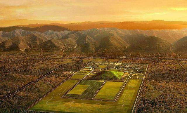 Hình ảnh mô phỏng khu vực lăng mộ khổng lồ