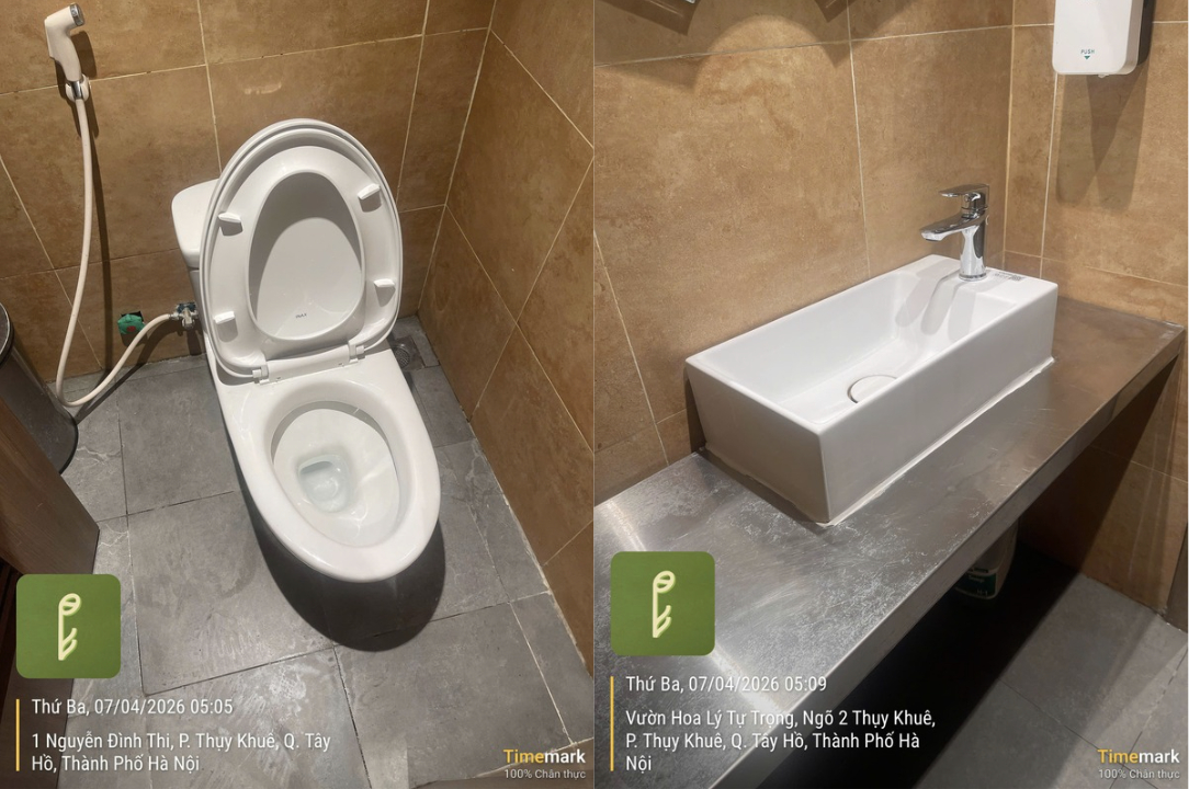 Tình trạng nhà vệ sinh vào ngày 7/4 tại chi nhánh Phê La Nguyễn Đình Thi do Phê La cung cấp.