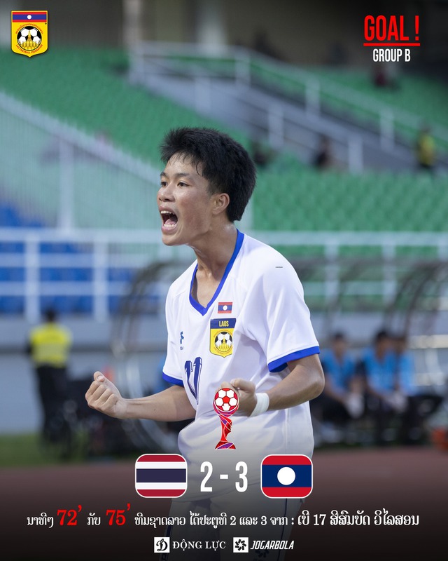 U17 Lào thắng 3-2 U17 Thái Lan