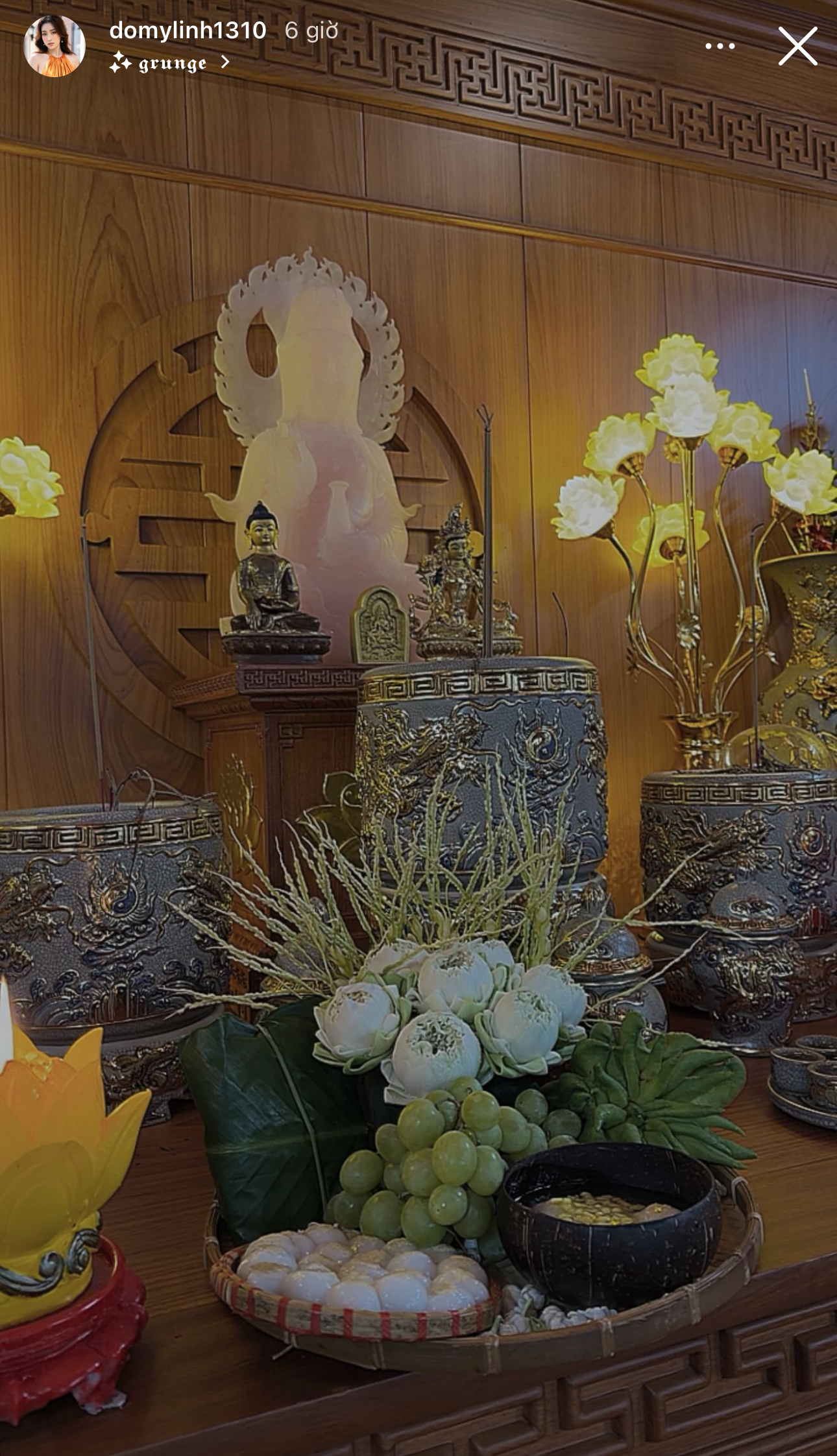 Mâm cúng nhà Đỗ Mỹ Linh (Ảnh: IG)