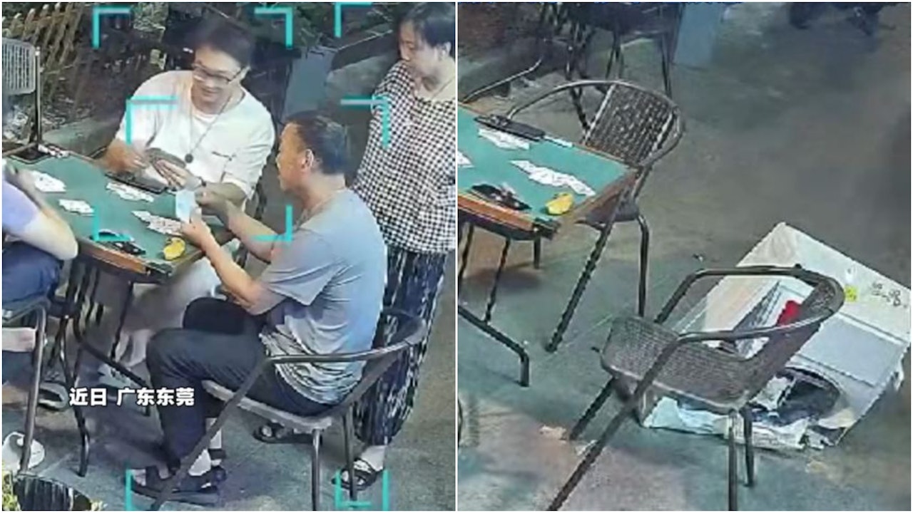 Cục nóng điều hòa trên cao bất ngờ rơi xuống sân, camera ghi lại khoảnh khắc khó tin