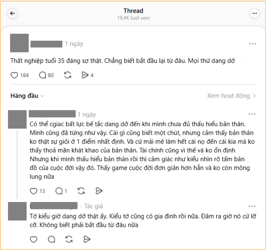   “Thất nghiệp tuổi 35 đáng sợ thật” (Ảnh chụp màn hình)  