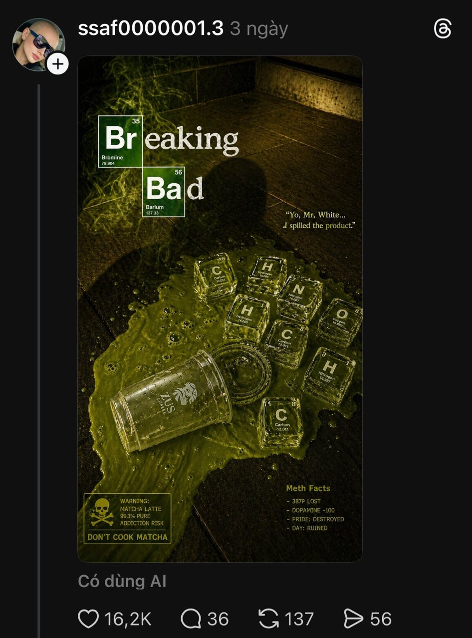 Gần 10 triệu người xem ly matcha đổ