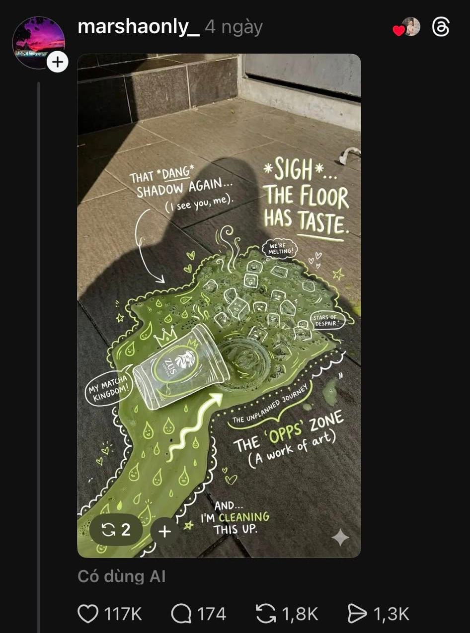 Gần 10 triệu người xem ly matcha đổ