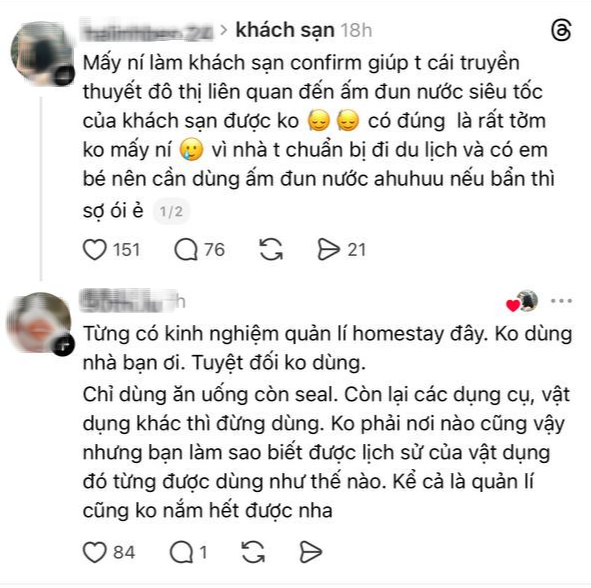 Bài đăng về ấm siêu tốc khách sạn đang được chú ý trên Threads