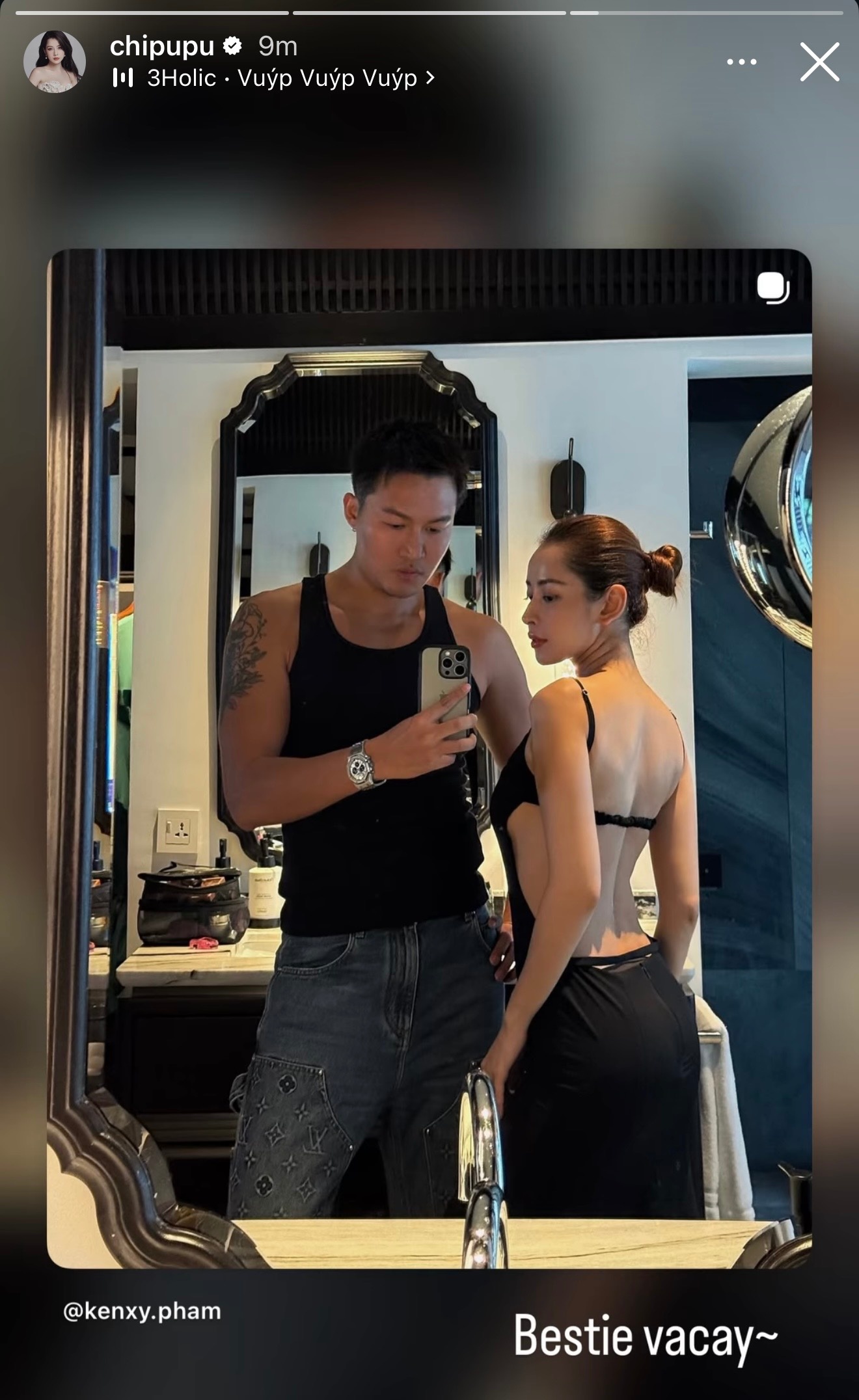 Chi Pu check in bên trai đẹp Kenxy Phạm - nam stylist kiêm ông chủ điển trai của thương hiệu She By Shi. 