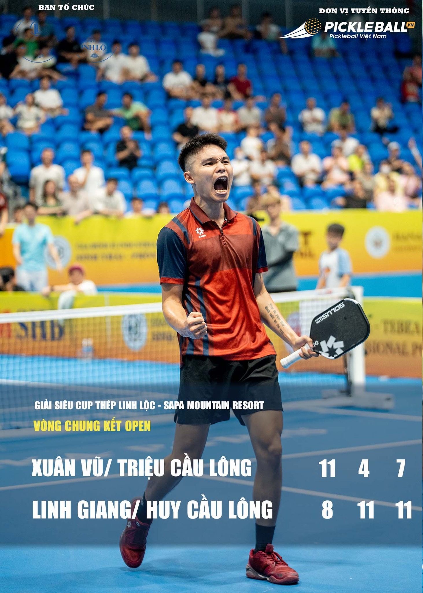 Linh Giang và Huy Cầu Lông lên ngôi vô địch với chiến thắng 2-1 (Ảnh: Pickleball VietNam)