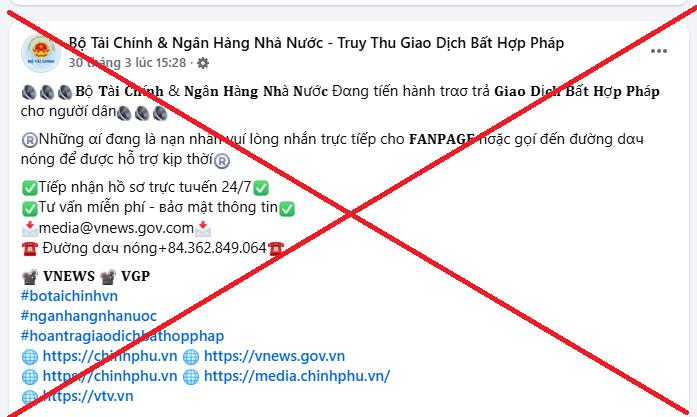 Trang fanpage giả mạo mà người dân cần hết sức cảnh giác