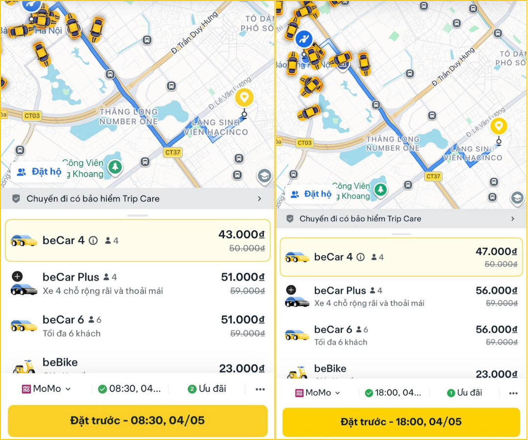   Nếu đặt trước trên ứng dụng Be, 2 cuốc taxi đi làm của tôi tốn 90k  
