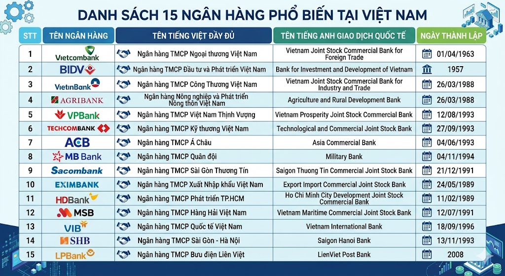 Phát hiện nhiều người không biết tên đầy đủ của 15 ngân hàng tại Việt Nam 