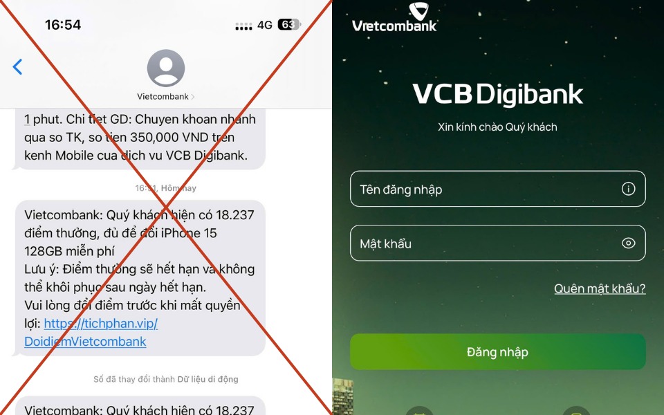 Vietcombank cảnh báo khách hàng cần tỉnh táo trước tin nhắn giả mạo, lừa đảo nguy hiểm
