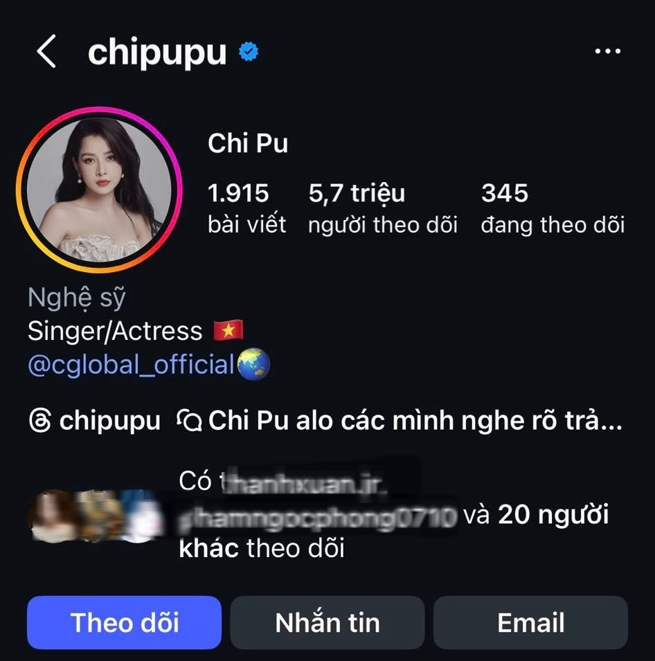   Chi Pu tụt gần 300k followers trên Instagram, dù vậy cô vẫn là nghệ sĩ có lượng người theo dõi đứng thứ 2 showbiz Việt chỉ sau Sơn Tùng M-TP  