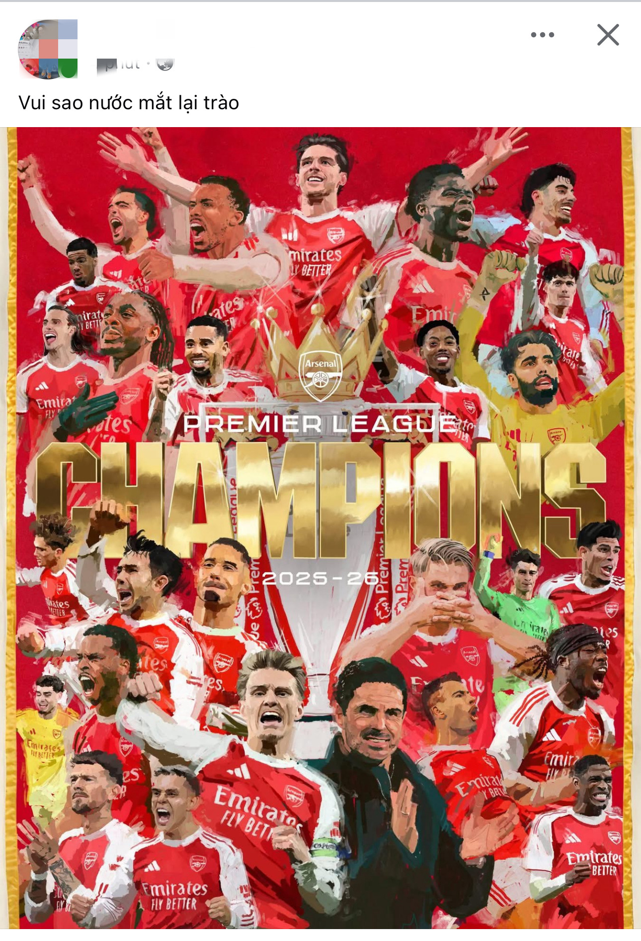 Fan Arsenal Việt Nam hạnh phúc với chức vô địch 