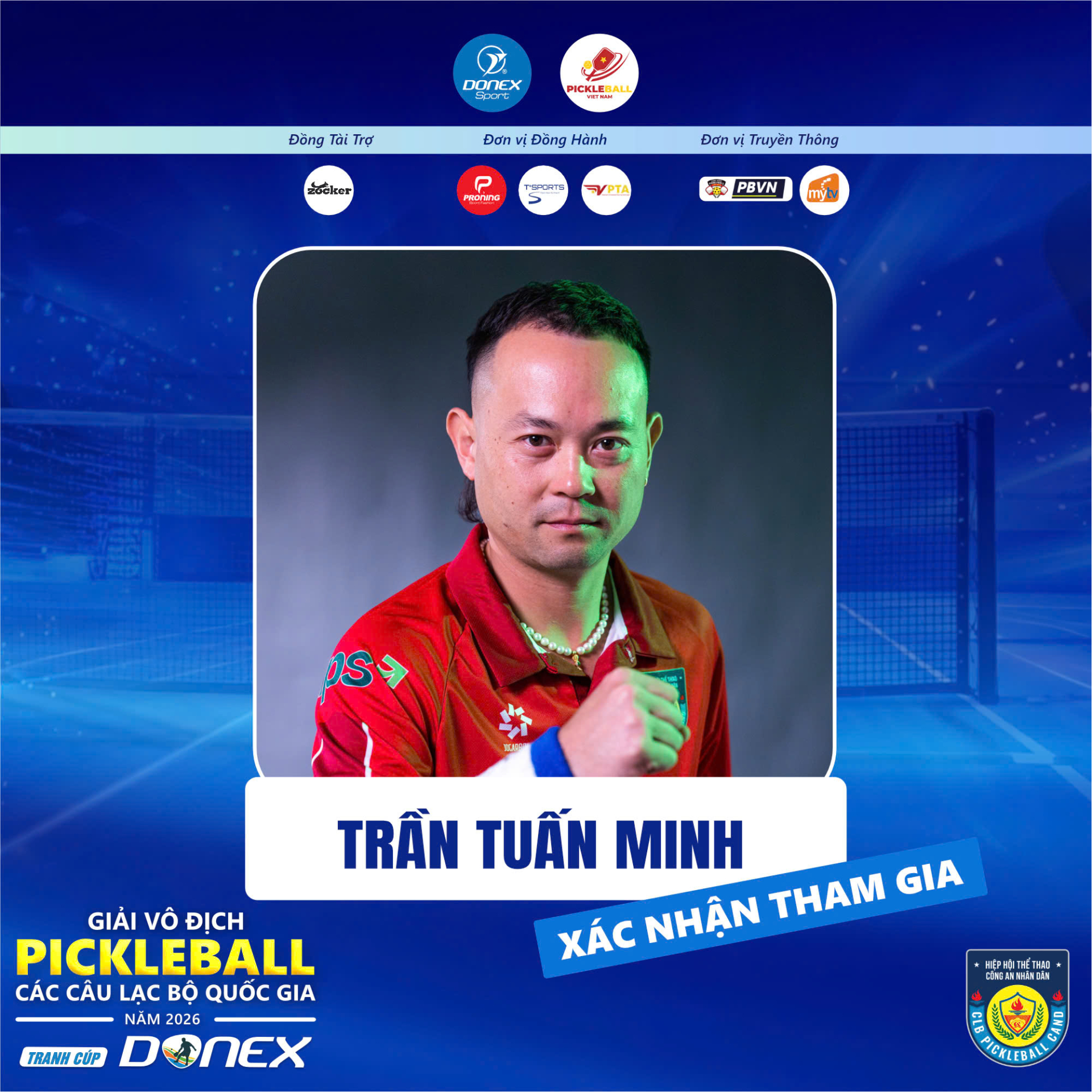 Trang DONEXsport công bố VĐV Tuấn Minh (Minh Trọc) xác nhận tham dự giải nhưng trang chủ của pickleball CAND không có