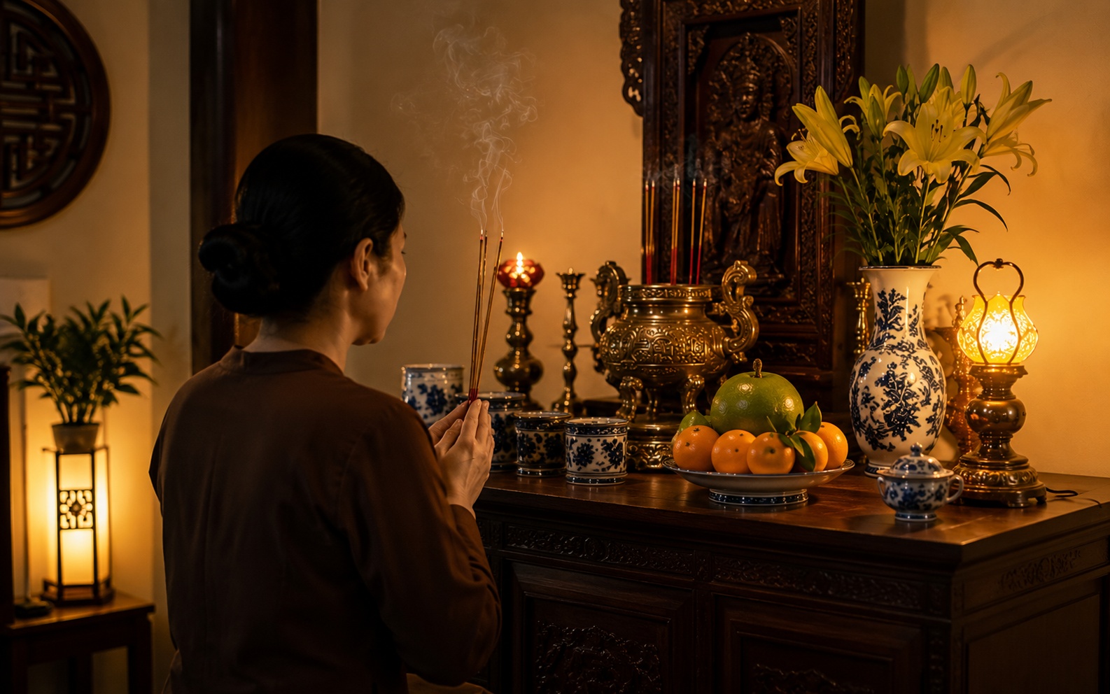 Thắp hương xong có nên tắt đèn bàn thờ?