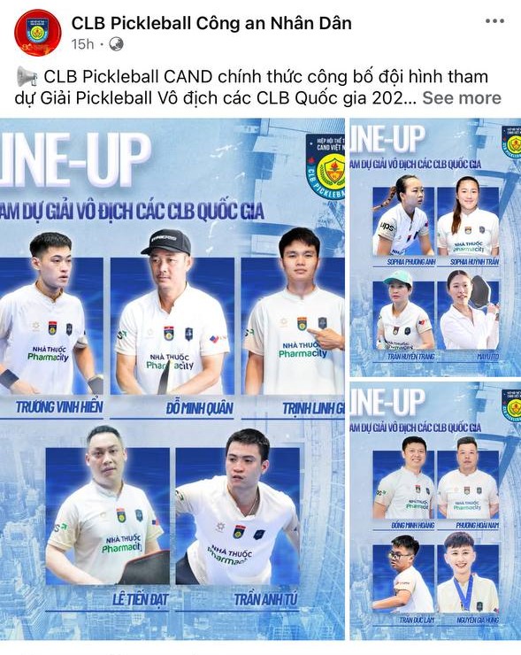 Danh sách ban đầu CLB pickleball CAND công bố