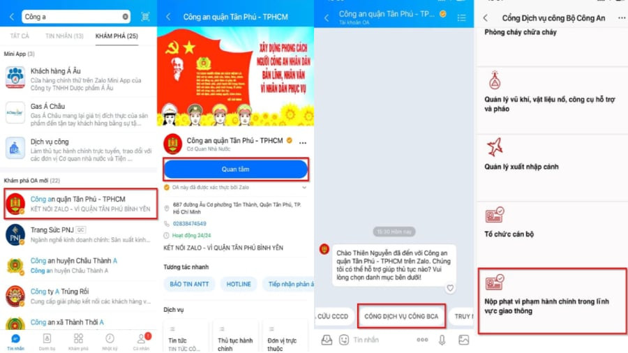 2 cách nộp phạt nguội trên Zalo