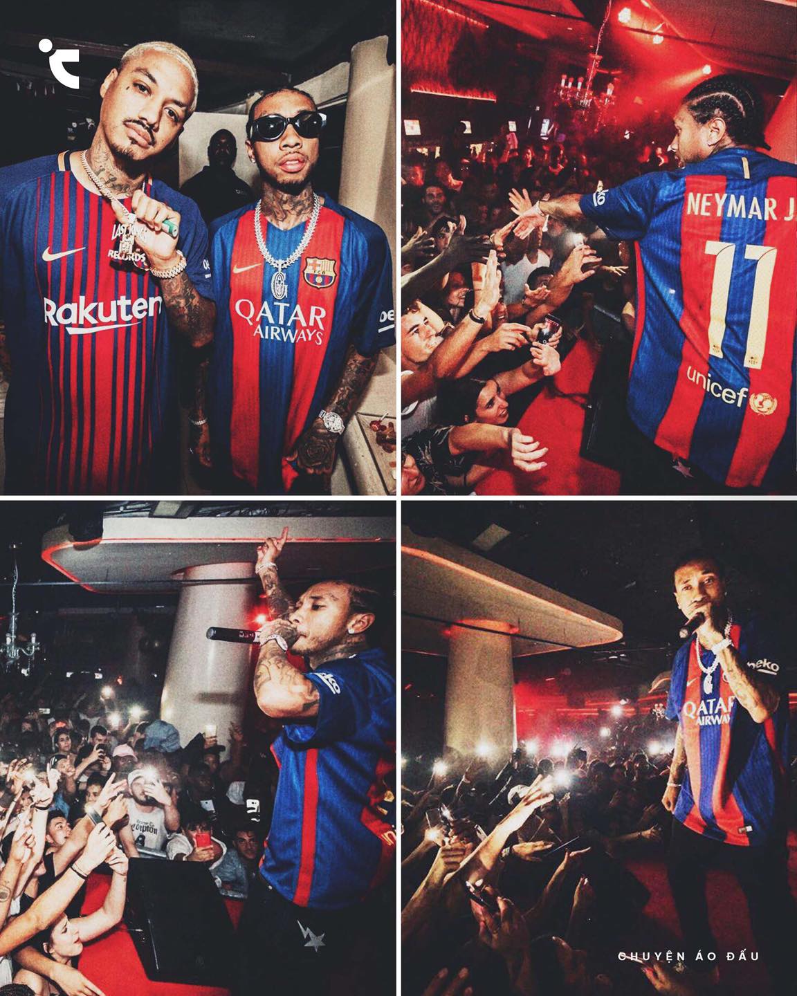 Tyga mặc áo Neymar lúc ở Barca (Ảnh: Chuyện áo đấu)