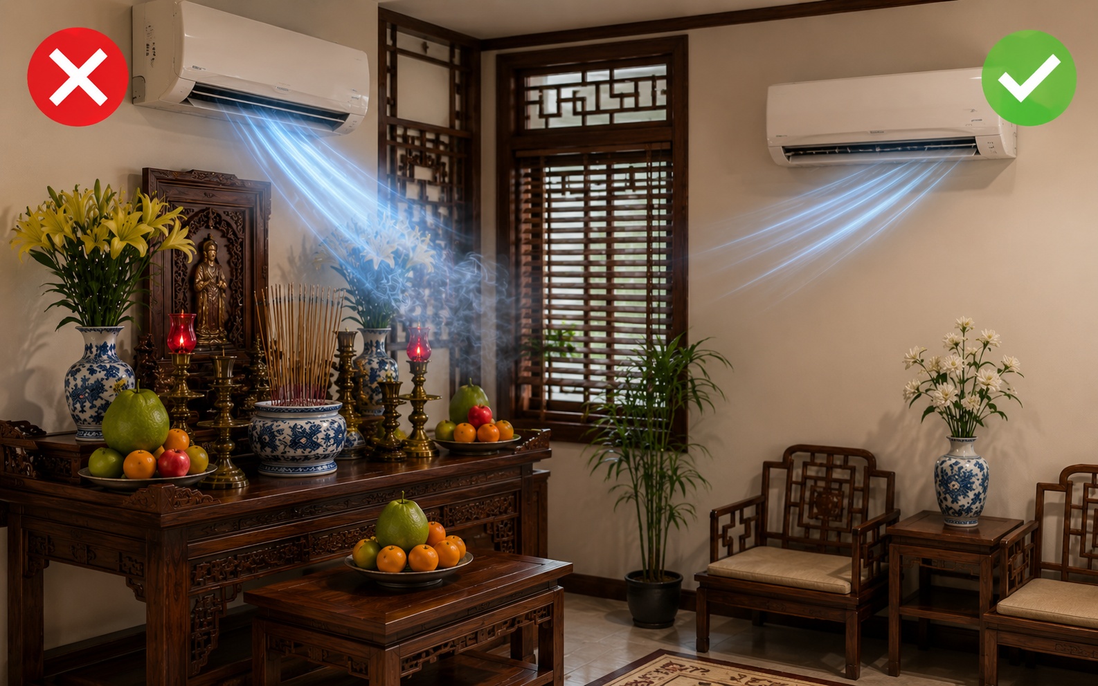 Có nên lắp điều hòa trong phòng thờ không?