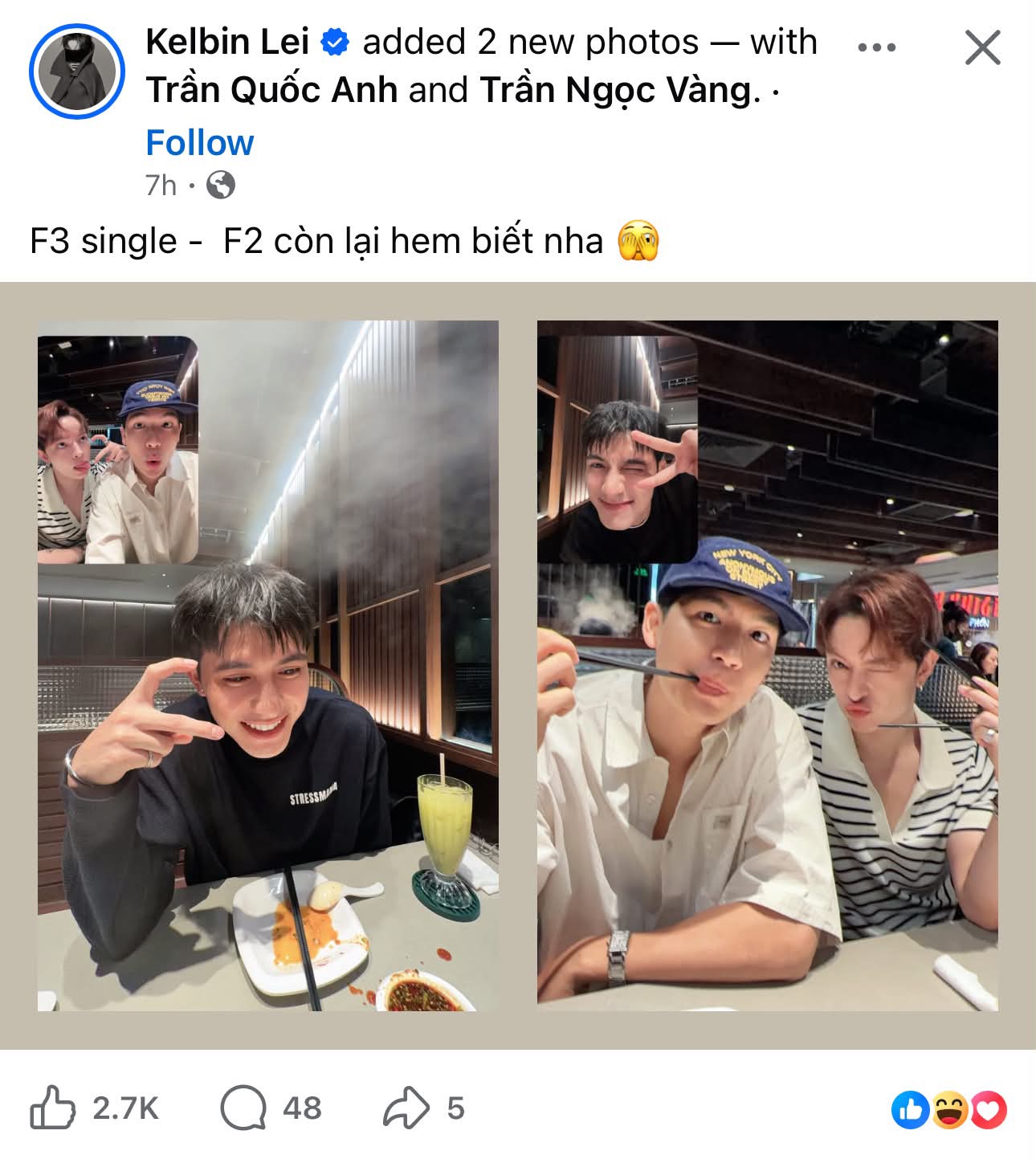 Kelbin Lei xác nhận Trần Ngọc Vàng đang độc thân, qua đó làm rõ nghi vấn hẹn hò trước đó của nam diễn viên với Tóc Tiên