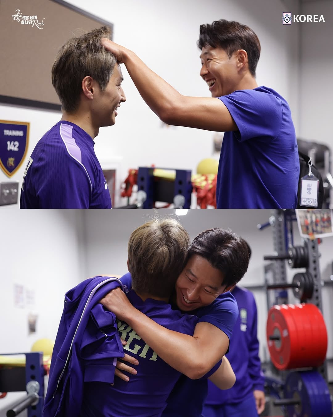 Son Heung-min ôm lấy đàn em, còn vuốt tóc cực đáng yêu 