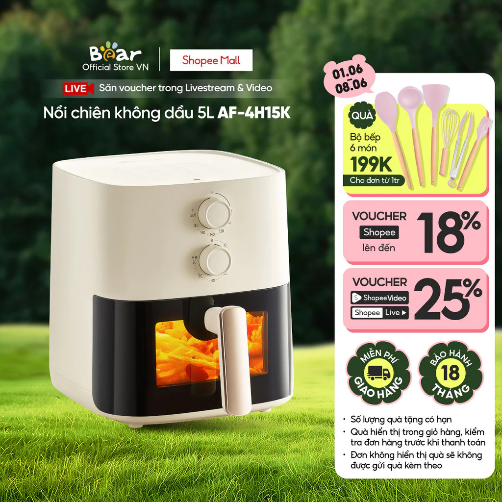 SALE 6/6: 5 mẫu nồi chiên không dầu giá loanh quanh 1 - 1,5 triệu, nhà bạn đã sắm chưa?
