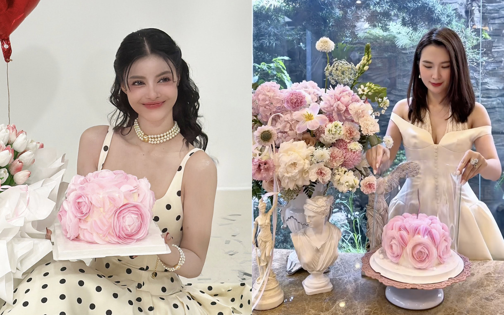 Cư dân mạng bất ngờ soi chi tiết chiếc bánh kem có kiểu dáng và màu sắc khá tương đồng của Ngọc Loan và Lona Kiều Loan từng đăng tải lên trang cá nhân