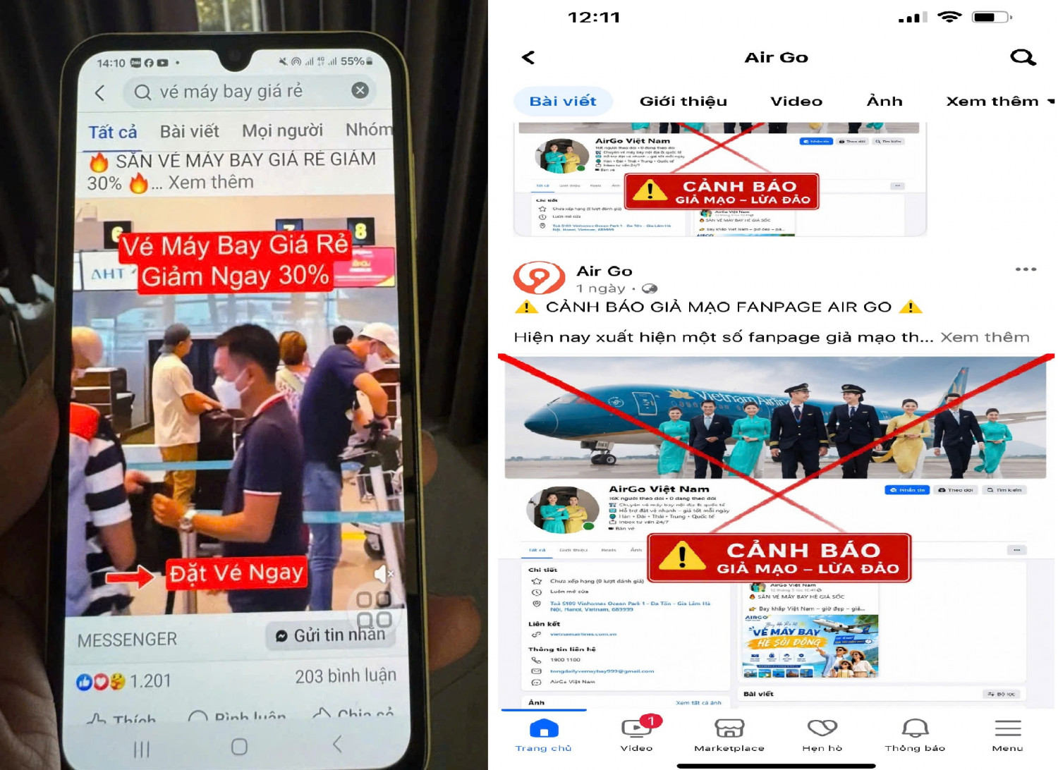 Trang bán vé máy bay giả mạo mà người dân cần cảnh giác