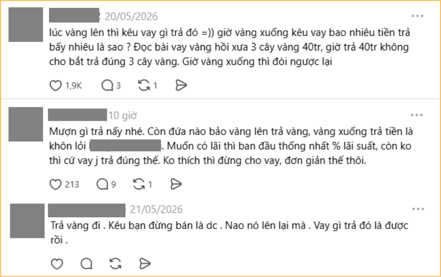 Trung bình quan điểm của những người “vay gì trả đó” (Ảnh chụp màn hình)