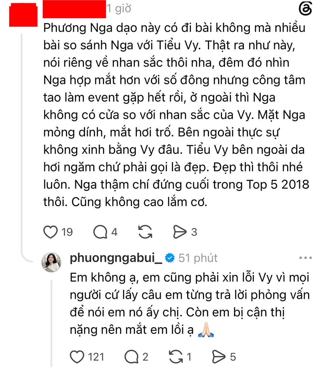 Phương Nga xin lỗi Hoa hậu Tiểu Vy, phản ứng khi bị chê