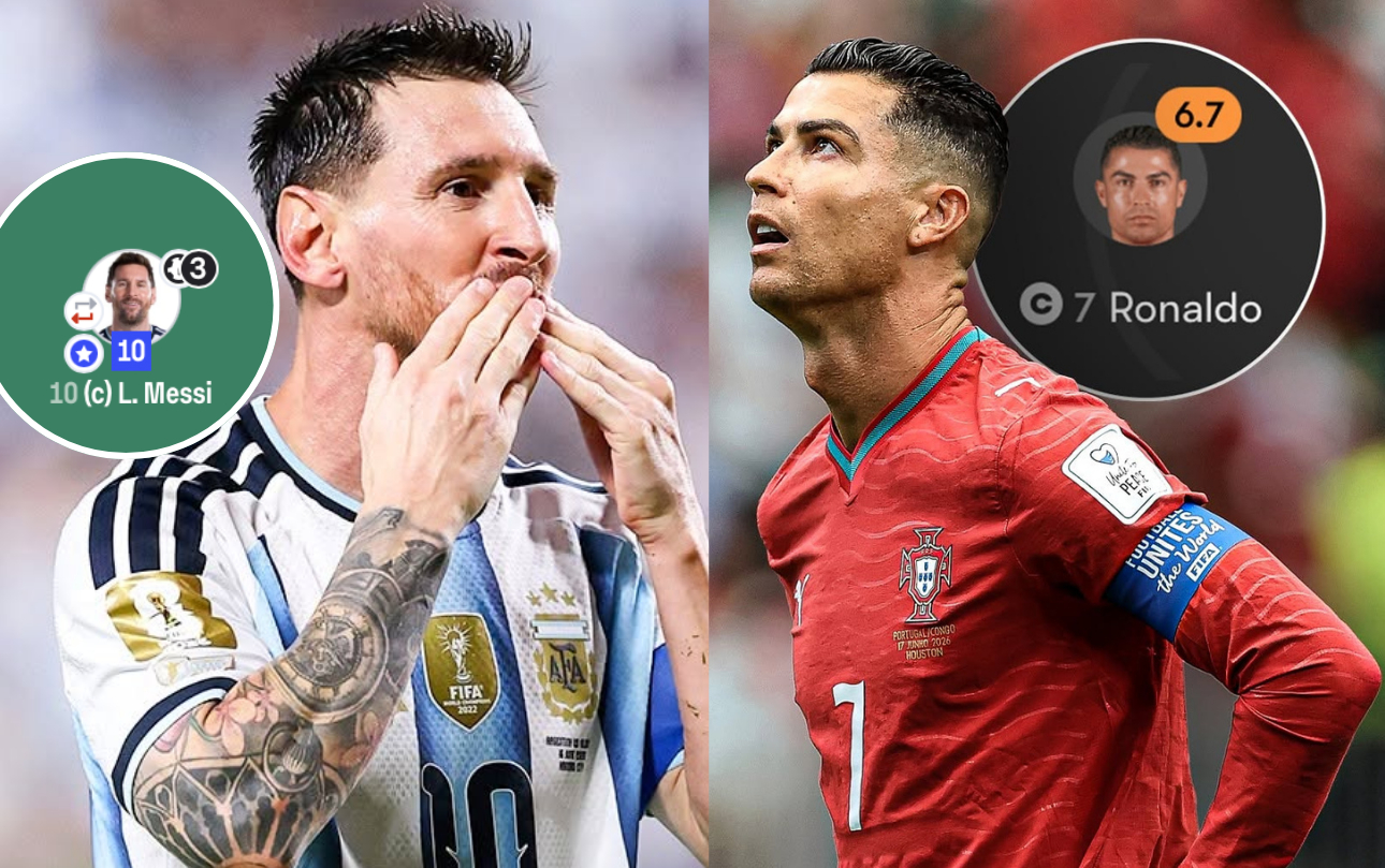 Messi 10 điểm còn Ronaldo 6,7