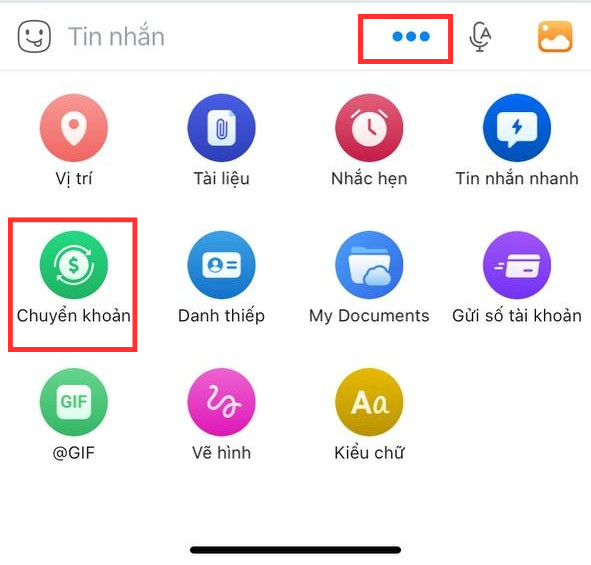 Có thể Chuyển khoản ngay trong ứng dụng Zalo