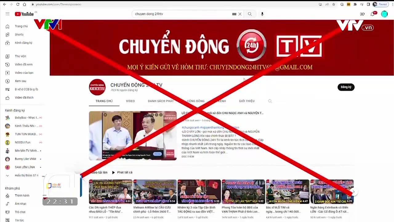 Kênh YouTube giả mạo các chương trình tài chính, kinh tế của Đài Truyền hình Việt Nam để đăng tải thông tin xấu độc